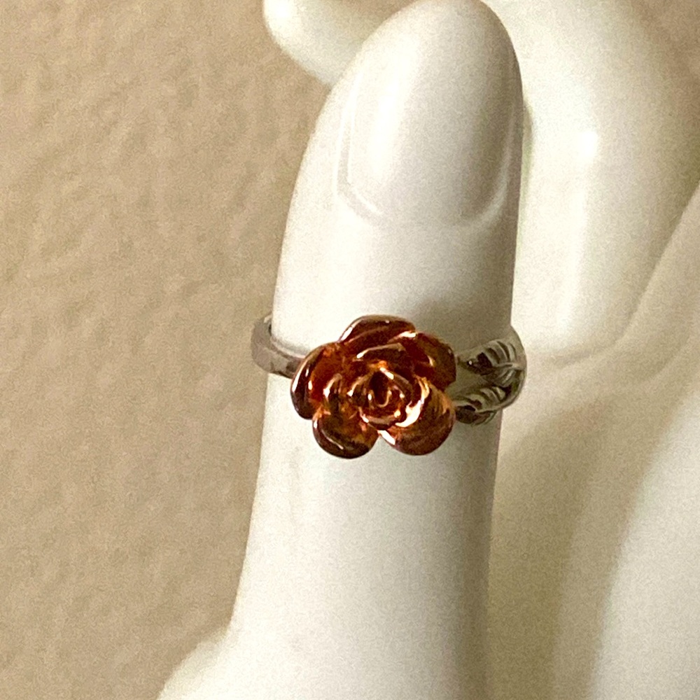 Vintage 925 Silver & Copper Rose Ring Inscribed “True love waits!”Size 7